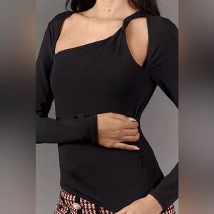 Black Long Sleeve twist Neck Women's Top